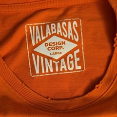 Valabasas Vintage Flame Yin Yang Orange Graphic Cotton Crew Tee L Double-Sided