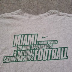 Vtg Nike University Of Miami T Shirt Mens L Gray Graphic Football Short Sleeve