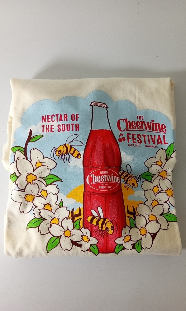 NEW CHEERWINE FESTIVAL 2026 XL T-SHIRT BEIGE RED SALISBURY NC MAY 16