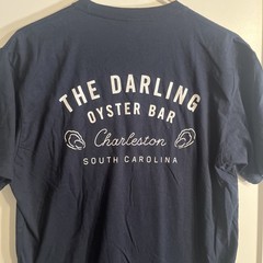 The Darling Oyster Bar Charleston SC NextLevel Blue Pocket Tshirt Size Medium