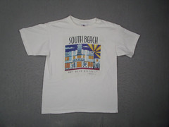 Vintage South Beach Shirt Men Medium White TSF Art Deco Miami Single Stitch 90s