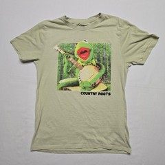 The Muppets Movie Shirt Banjo Playing Kermit Country Roots Music Green M Tee