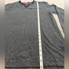 GUESS Mens Long Sleeve V Neck Heathered Gray T-Shirt with Zipper Pocket Size XL