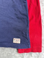 Polo Ralph Lauren Colorblock Spellout Men’s T-Shirt L Blue Red Contrast Sleeves