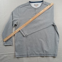 Carbon2Cobalt Mens XXLT Gray Long Sleeve Heavyweight Cotton Henley Shirt Tall