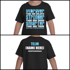 Personalized Prostate Cancer Awareness T-Shirt Braver Light Blue Ribbon Custom