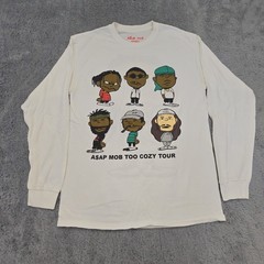 Asap MOB Too Cozy Tour Shirt White Size Small Cartoon Spoof LS Made USA