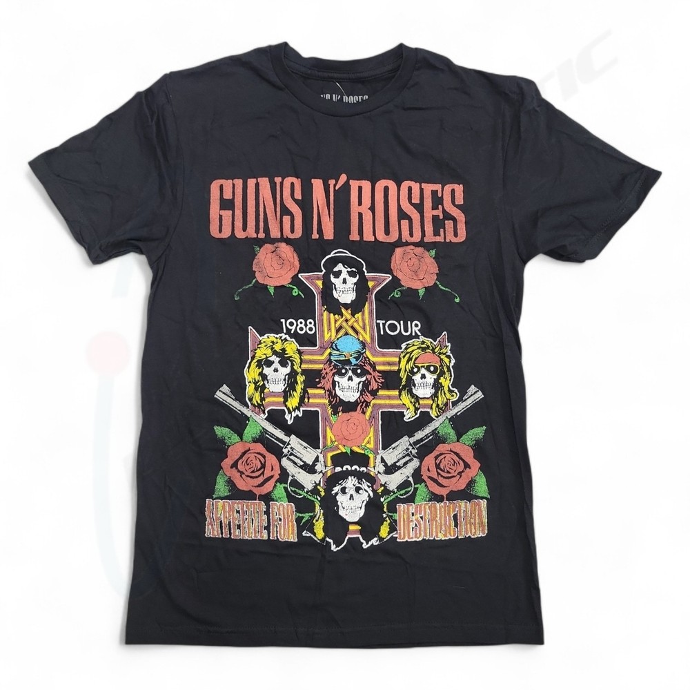 Guns N’ Roses 1988 Appetite for Destruction Tour Style Black Cotton Shirt, Small