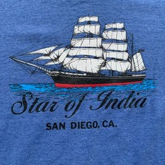 Vintage 90s Star of India Sailing Ship San Diego CA Single Stitch T-Shirt Size L