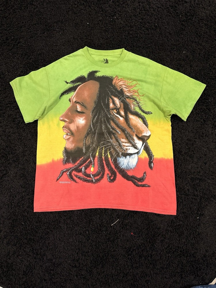 Zion Rootswear Men’s Green Yellow Red Rasta Lion Graphic Tee Cotton XL