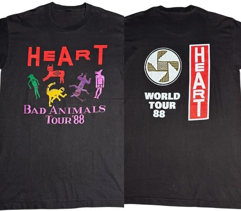 HEART “88 Bad Animals Tour Short Sleeve Unisex T-shirt Reprint S-5XL