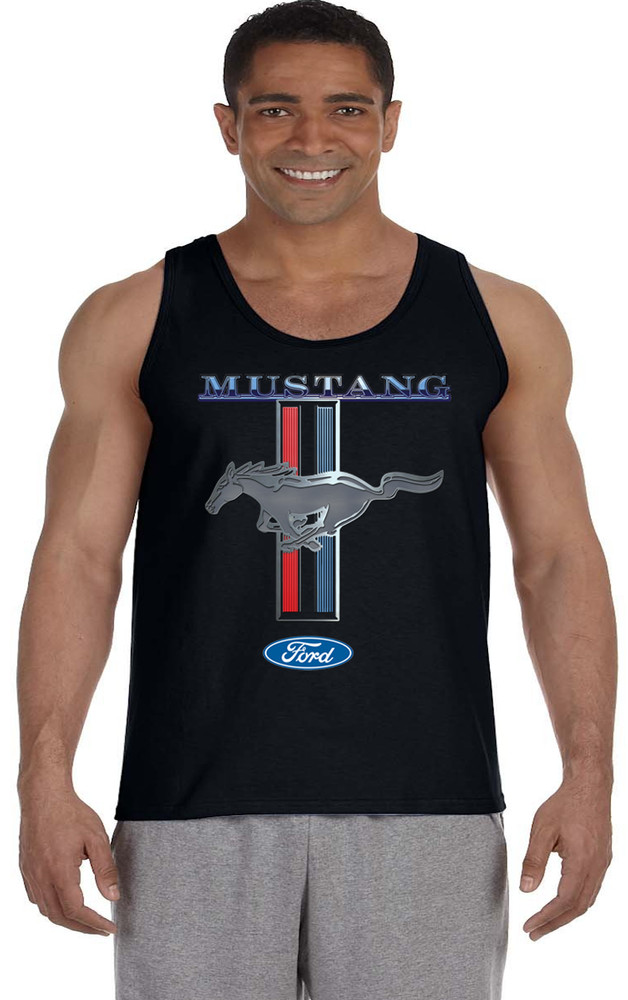 Mens Tank Top Sleeveless Muscle Tee Shirt Ford Mustang Tri-bar Graphic Tee