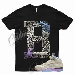 BLESSED T for 5 Sail Washed Yellow Violet Star Purple 1 Shirt To Match Jordan 5