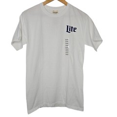 Miller Lite Mens White Beer Logo Merch Party Tee Shirt Small
