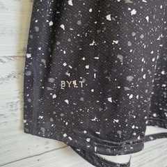 BYLT Shirt Mens XXL Black Whire Dots Drop Cut Performance Tee Athletic Modern