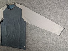 LL Bean Shirt Mens Medium Gray Blue Crew Wool Blend Fleece Lined Long Sleeve