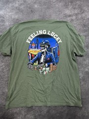 Las Vegas Feeling Lucky Vintage T-Shirt Mens Size XL Green Double Sided Graphic