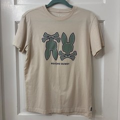 Psycho Bunny White Dawson Graphic T-Shirt Mens Sz 3 Pima Cotton Skull Crossbones
