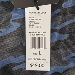 Kenneth Cole Men’s Active Tech Shirt S/S Stretch Breathable Soft Navy Camo