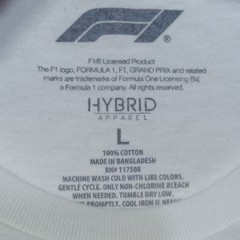 Formula 1 T-Shirt Mens Large White Brand New F1 Logo Graphic Tee Hybrid Apparel
