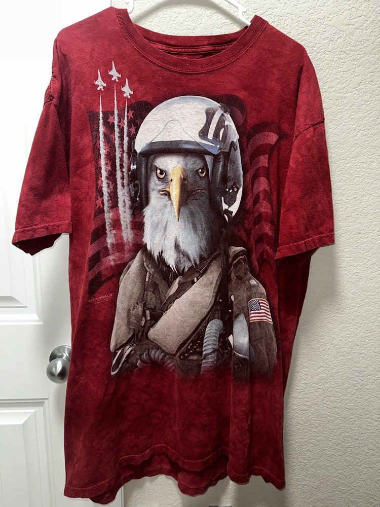 Eagle USA American Flag Jet Figher Pilot Military The Mountain Men’s XL