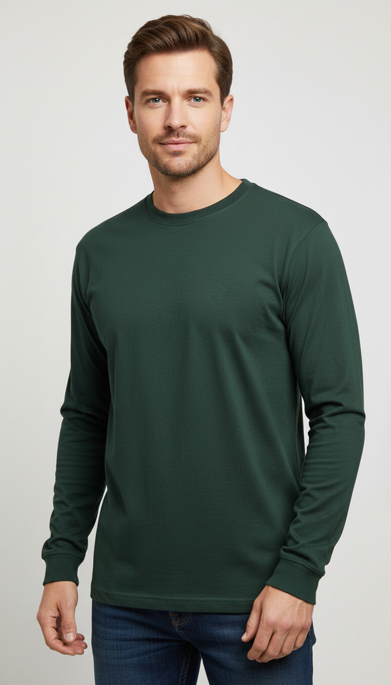 Cremieux Men’s Dark Green Long Sleeve Crew Neck Shirt Size XL