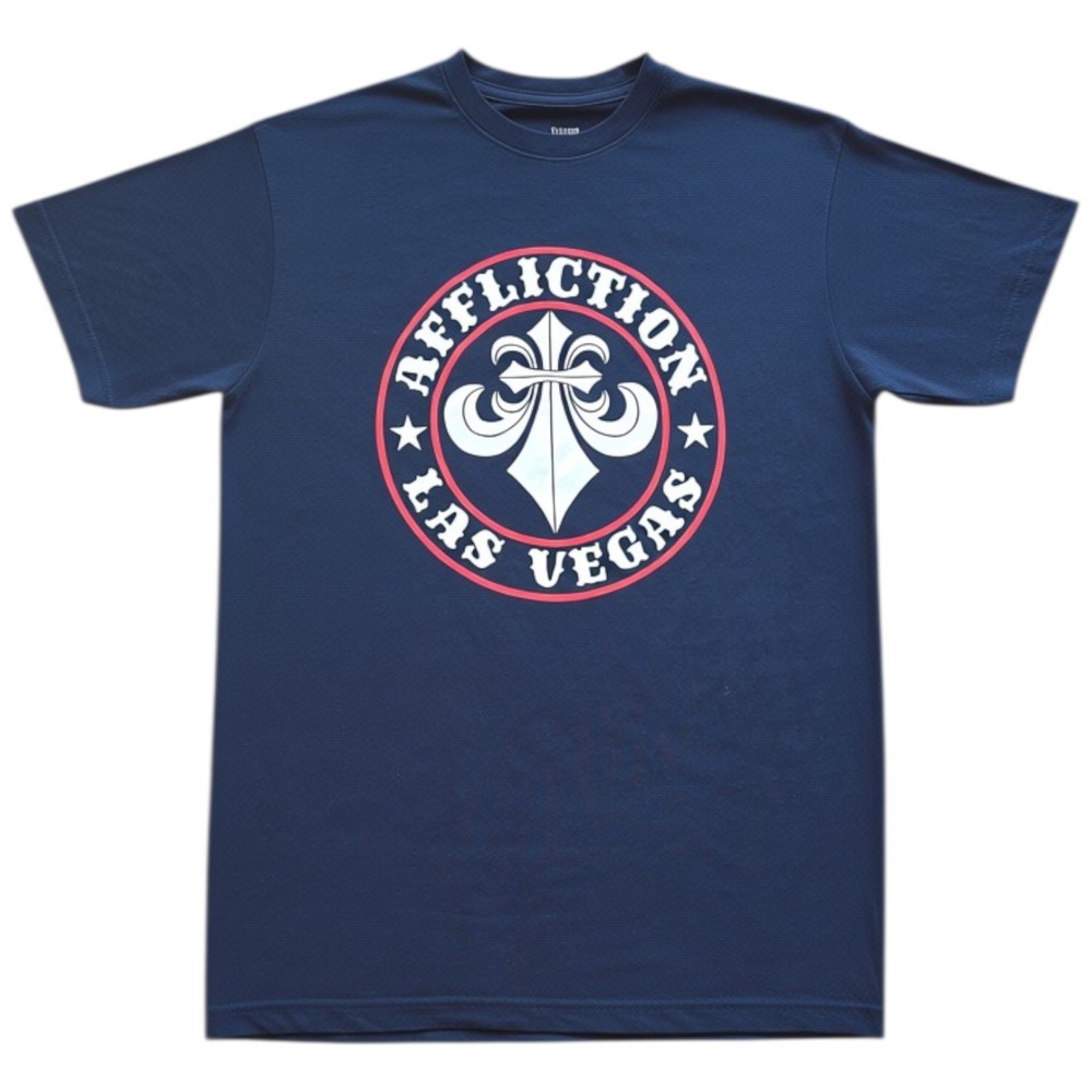 Mens Affliction Divio Las Vegas Fleur De Lis Black Y2K Graphic Tee T-Shirt S-XXL