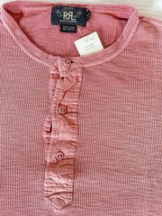 Ralph Lauren RRL Mens Knit Cotton Henley Shirt, Coral Toned, M