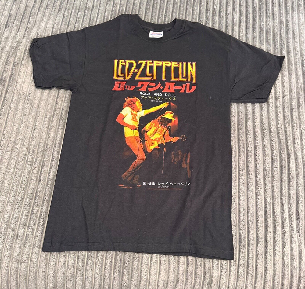 Led Zeppelin T-Shirt Adults S Black Japanese Concert Classic Rock Four Sticks