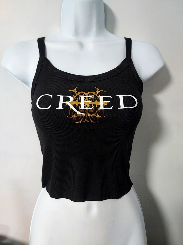 Creed band crop top Creed band tank top Creed shirt fitted gold metallic vinyl