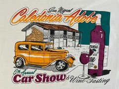 Vtg. 90s Caledonia Adobe San Miguel Car Show Wine Tasting T-Shirt XL Oneita USA