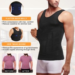 Mens Slimming Vest Abs Abdomen Compression Shirt Workout Tank Tops Body Shaper