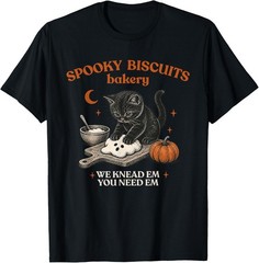 Retro Funny Spooky Biscuits Club Cat Lovers Pastry Halloween T-Shirt