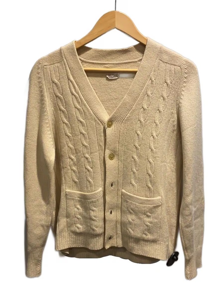 Other Brands Vintage 60s Four-Ply Knit Sweater (Thick) — Wool, BEG, Solid Color