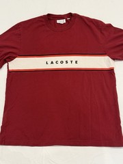 Lacoste Red Relaxed Fit Cotton Spell-Out Logo T-shirt Mens Size XL