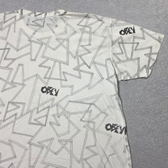 Vintage Obey Shirt Mens M White Geometric All Over Print Single Stitch 90s Tee