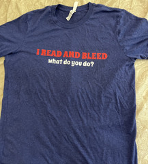 *I READ and BLEED* T Shirt Blue Men’s Shirt Poly-Cotton-Rayon Free Shipping