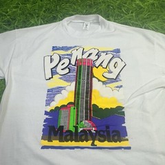 Penang Malaysia Skyscraper Cityscape Colorful Graphic Tee Shirt 100% Cotton