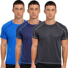 Men Top 3Pcs Tee Sport T-shirt Fitness Team Casual Swimsuit Running Round Neck