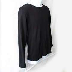 Lindbergh Contrast T Shirt Mens Small S Black Long Sleeve Cotton Casual H06