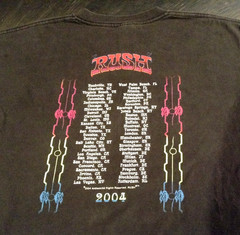Vintage 2004 Rush Rock Band Concert Tour T-Shirt XL Black Tour Cities on Back