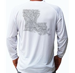 Louisiana State Map Fishing Sport Long Sleeve UPF 30 T-Shirt Sun UV Protection
