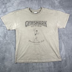 Gymshark T Shirt Mens XL Green Power Lifting Well Worn Distressed Cotton Faded