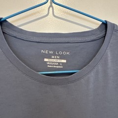 New Look Mens Blue Crew Neck Short Sleeve T-Shirt Size Large after Wash = Medium