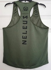 NELEUS ‘Dry Fit Logo Muscle’ Mesh Tank Top Mens M Gym Workout Exercise Olive NEW