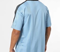 NEW MENS ADIDAS ORIGINALS Medium TREFOIL POLY TEE SHIRT Jacquard Ash Blue Black