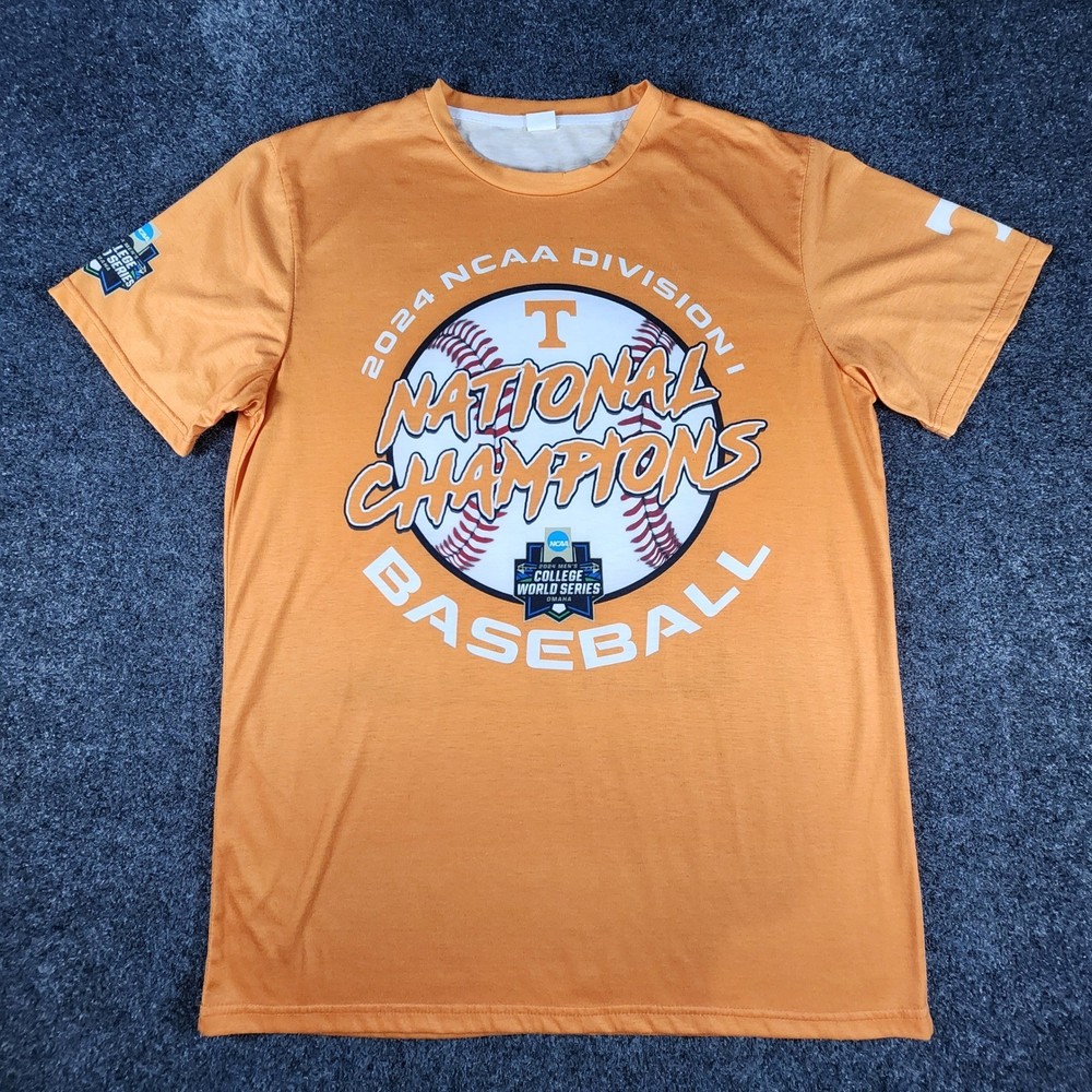 Tennessee Volunteers 2024 Baseball National Champions T-Shirt Mens L Orange EUC