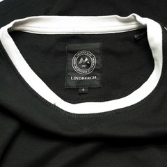 Lindbergh Contrast T Shirt Mens Small S Black Long Sleeve Cotton Casual H06
