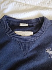 Abercrombie Long Sleeve Crew Shirt Mens Large Blue Muscle Moose Y2K Vintage