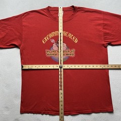 Vintage Excommunicated Church of Global Warming Funny Graphic Tee XL Red